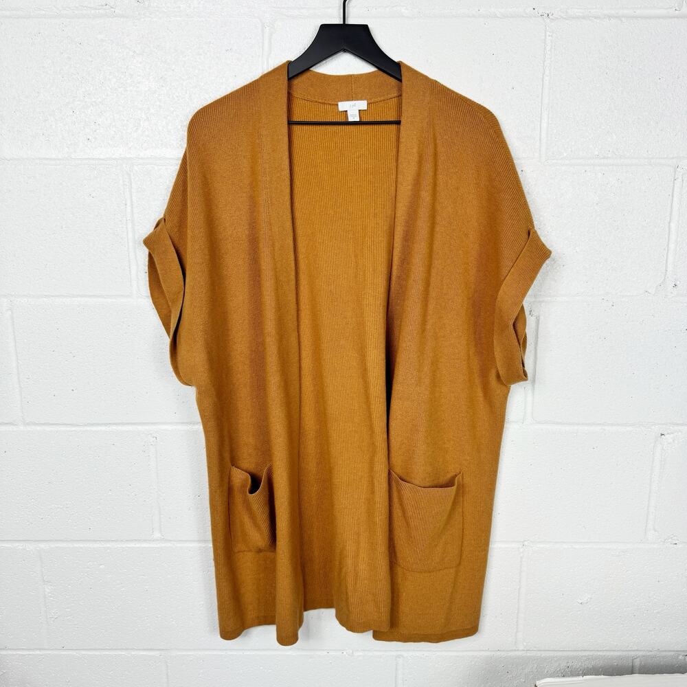 J. Jill Open-Front Short Sleeve Cardigan in Mustard